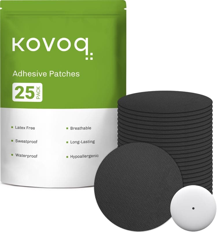 25 Pack Libre 2 Sensor Covers, KOVOQ Freestyle Libre 2 & Lingo CGM Waterproof Patches, Protective Hard Shell Cover, Against Bumps and Scratches, Breathable and Hypoallergenic (Black)