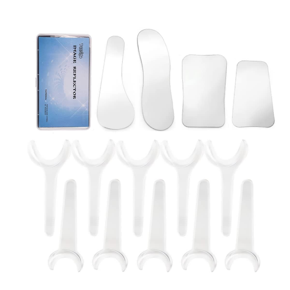 Dental Photography Mirrors Stainless Steel & 10Pcs T-shape Retractor Mouth Opener