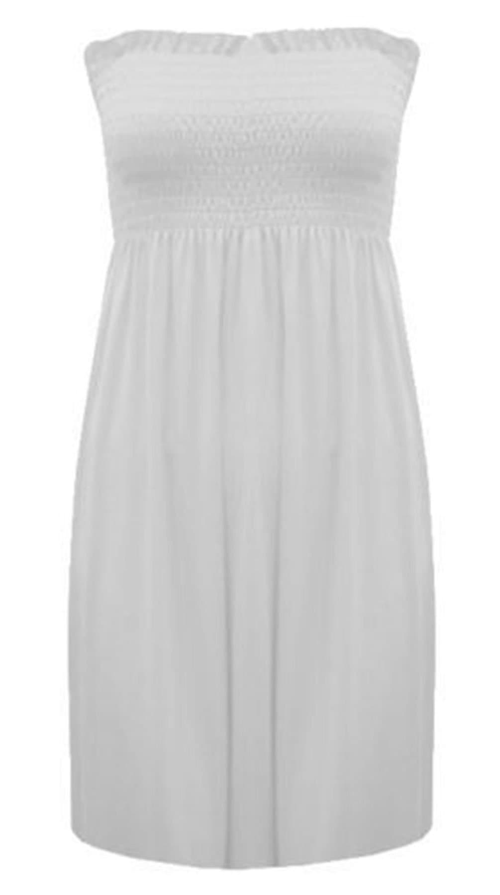 My Fashion Store New Women MIDI Dress Elasticated SHERRING Sharing Boobtube Bandeau Summer TOP Dress UK Size 8-26