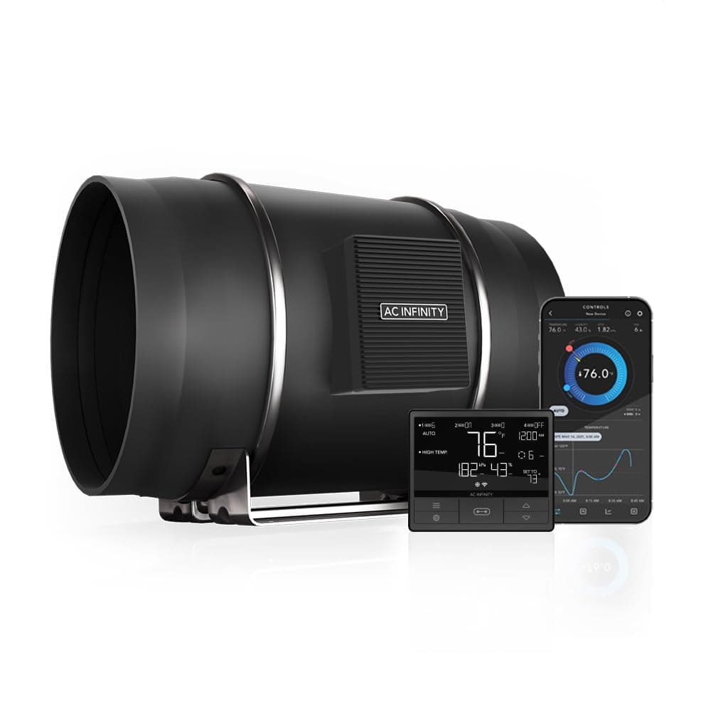 CLOUDLINE T12, Quiet 12” Inline Duct Fan with Temperature Humidity Controller, Bluetooth App - Ventilation Exhaust Fan for Heating Cooling Booster, Grow Tents, Hydroponics