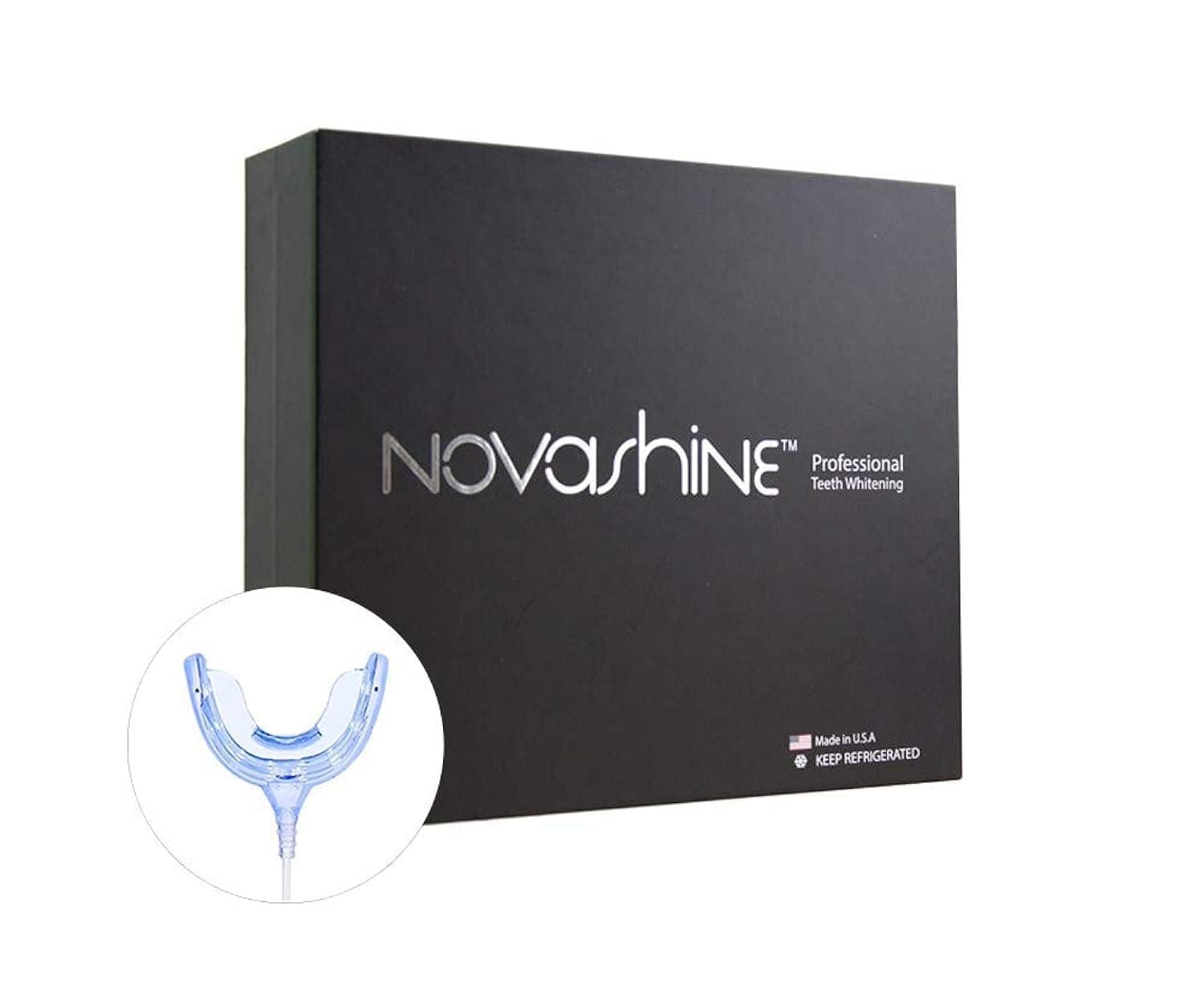 Novashine Professional Teeth Whitening Kit for Him: Advanced Blue LED Light, Concentrated Peroxide Gel, Smartphone Adapter, Travel Bag & 2-Year Warranty