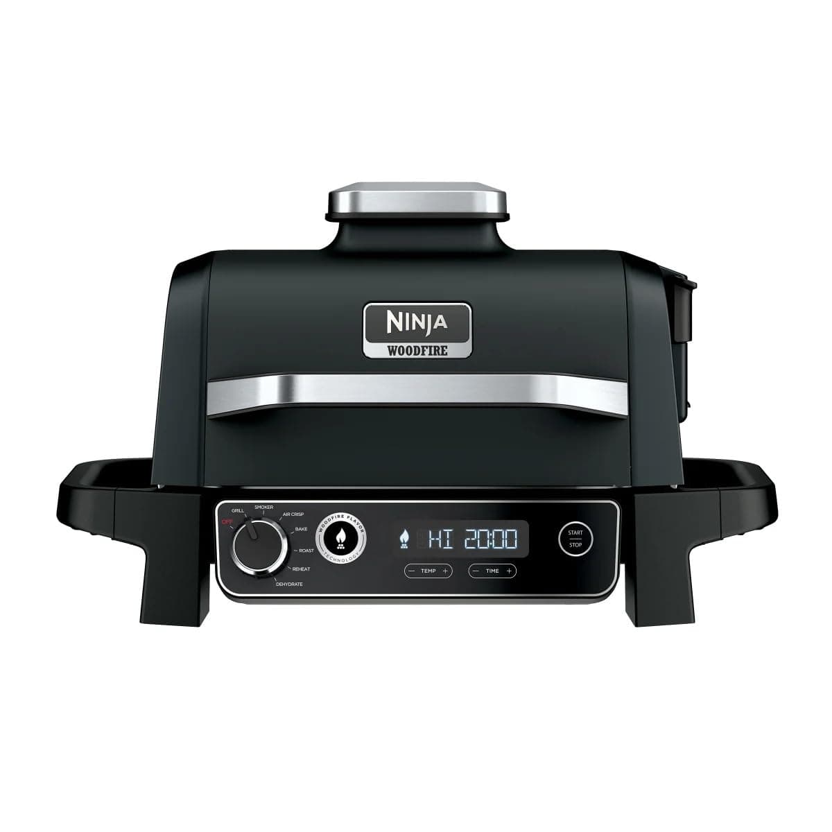 Ninja OG705CO 7-in-1 Outdoor Electric Grill & Smoker - Grill, BBQ, Air Fry, Roast & Dehydrate - Uses Woodfire Pellets - Portable & Weather Resistant, Black