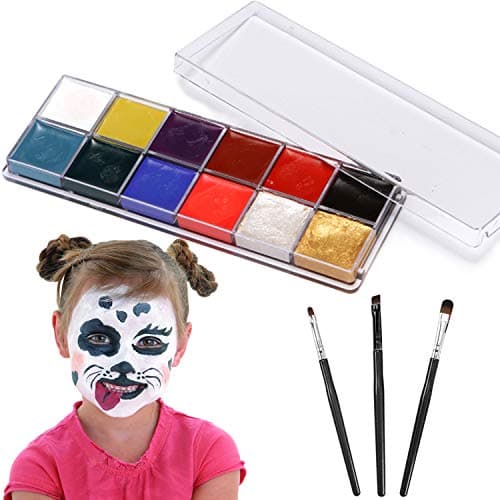 Face Paint Kit & Body Paint MADE IN USA Non-Toxic! Face Painting Kits Apply & Remove Effortlessly - Includes Glow In Dark Face Paint - Vibrant Colors For Adults & Kids - Halloween Costumes