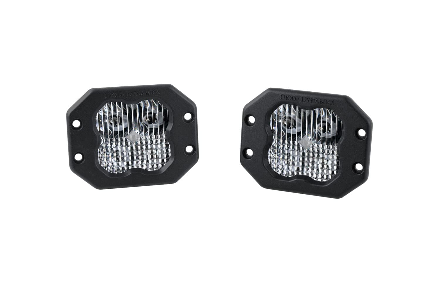 Diode Dynamics Stage Series 3in SAE/DOT White Pro Flush Mount LED Pod (pair), Combo with Red Backlight