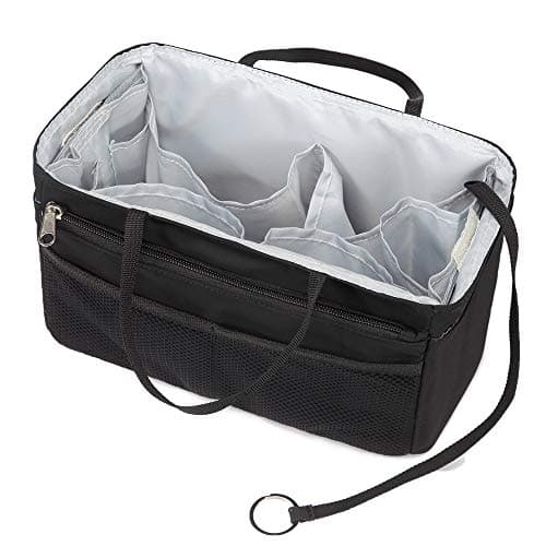 PAOIXEEL 16 Pockets Purse Organizer Insert, Bag Organizer with Zipper, Handbag Organizer Fit for LV SPEEDY 30 with Handles