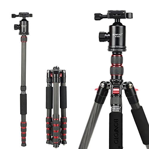 BONFOTO B690C Portable Carbon Tripod Monopod Kit & Ball Head Compact for Canon Sony, Nikon, Samsung, Panasonic, Olympus, Kodak, Fuji, DSLR Cameras and Video Camera