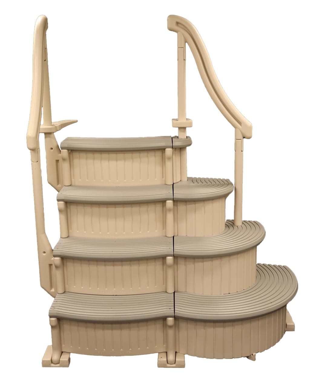 Confer Plastics Curve CCX-AG Drop in Above Ground Pool Step with Grey Treads - Base Step with Add-On