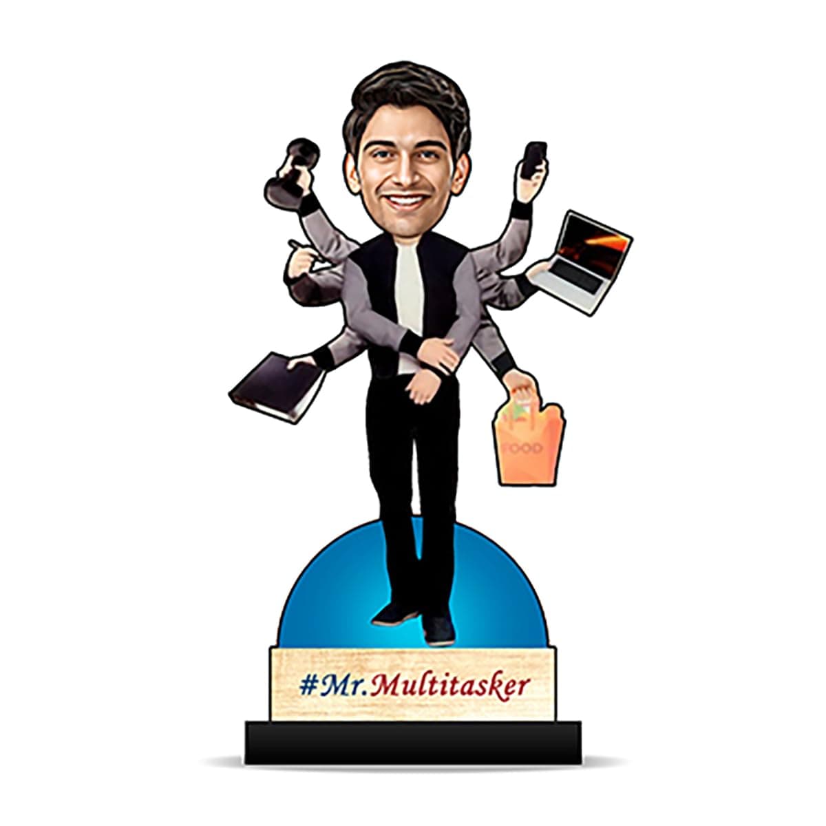 Men Multitasker Caricature Personalized Gifts Wooden 8 inch x 5 inch CA0236