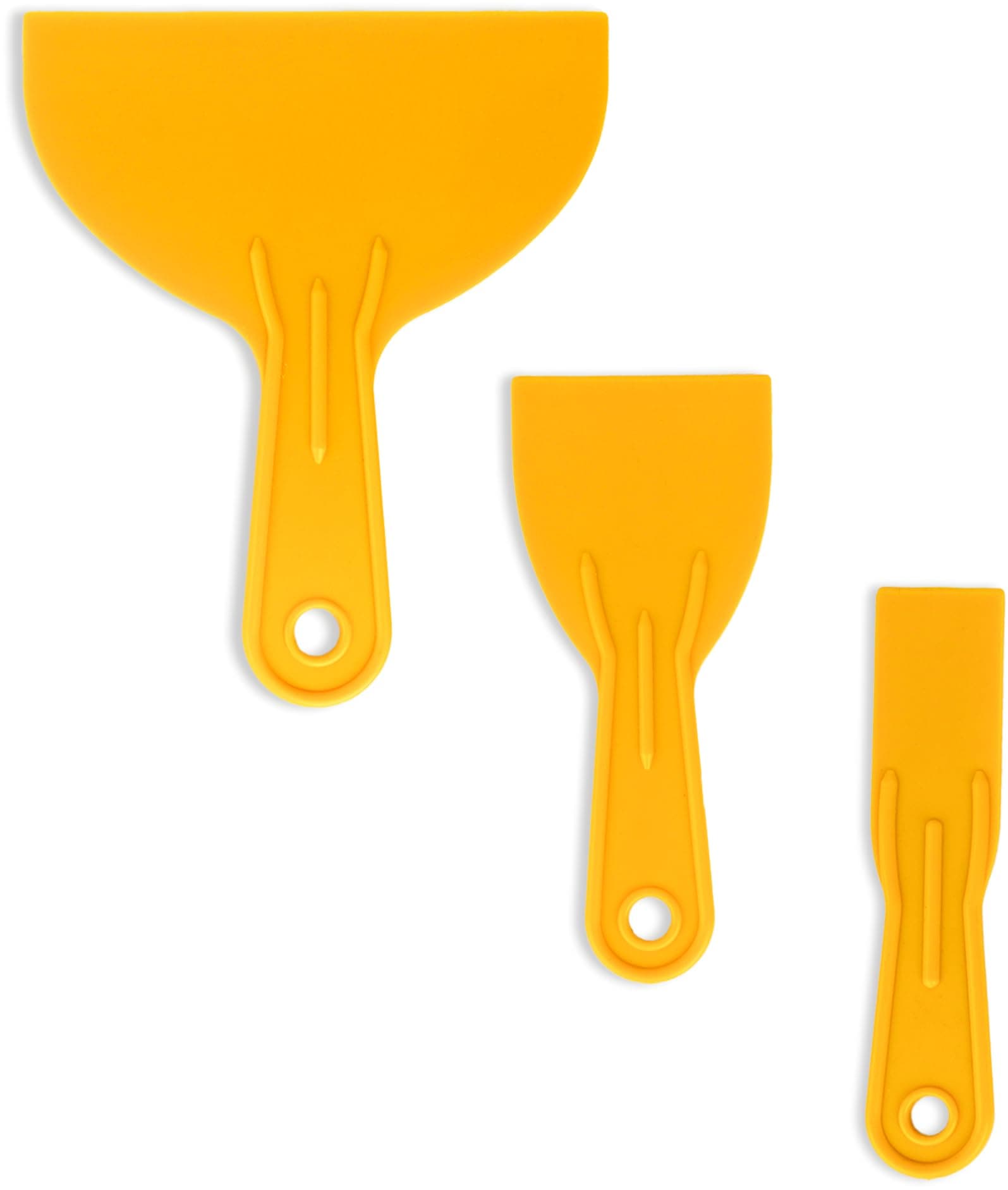 3pc Multipurpose Plastic Filling and Scraping Knife Set - Putty Scraper, Flexible Plastic Tools for Smoothing Surfaces, Filling, Skimming and Gently Scraping Surfaces