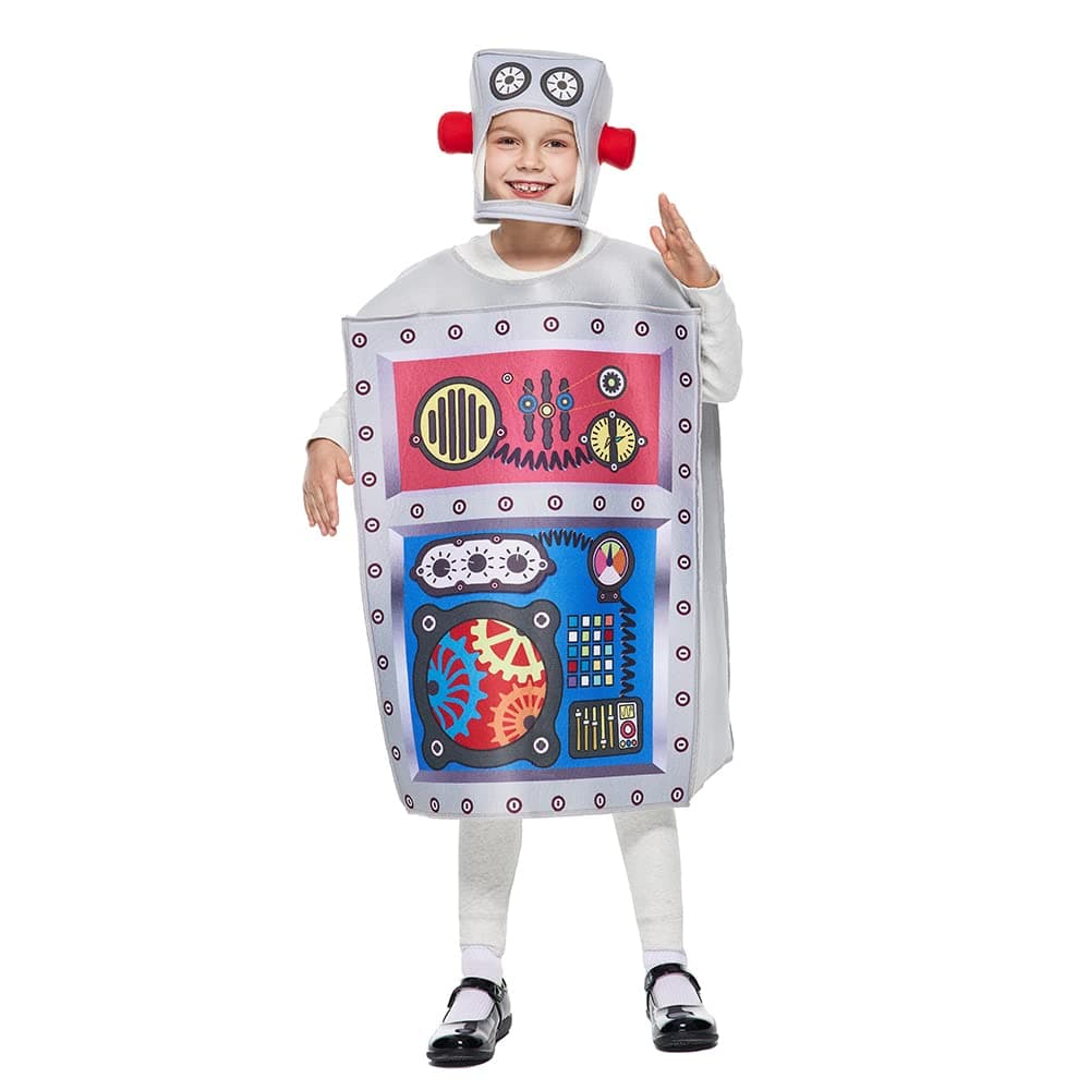 Unisex Kid's Sponge Robot Costume Halloween Cute Tunic Headpiece Set