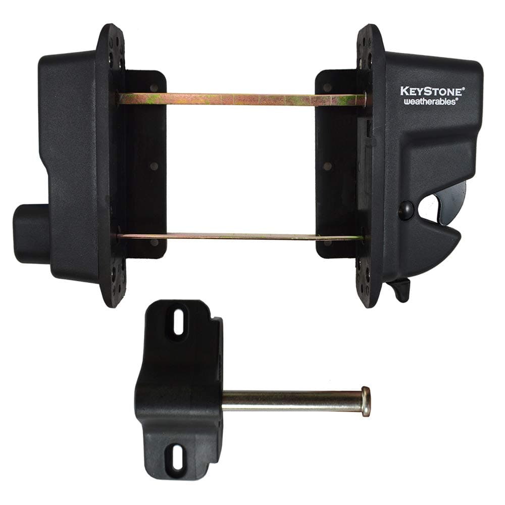 Weatherables Keystone 2-Sided Key-Lockable Gate Latch – Nylon Polymer Heavy Duty Gate Latch with Self-Latching Gate Lock – Made for Easy Installation on Metal, Wood & Vinyl Fences, Keyed Alike
