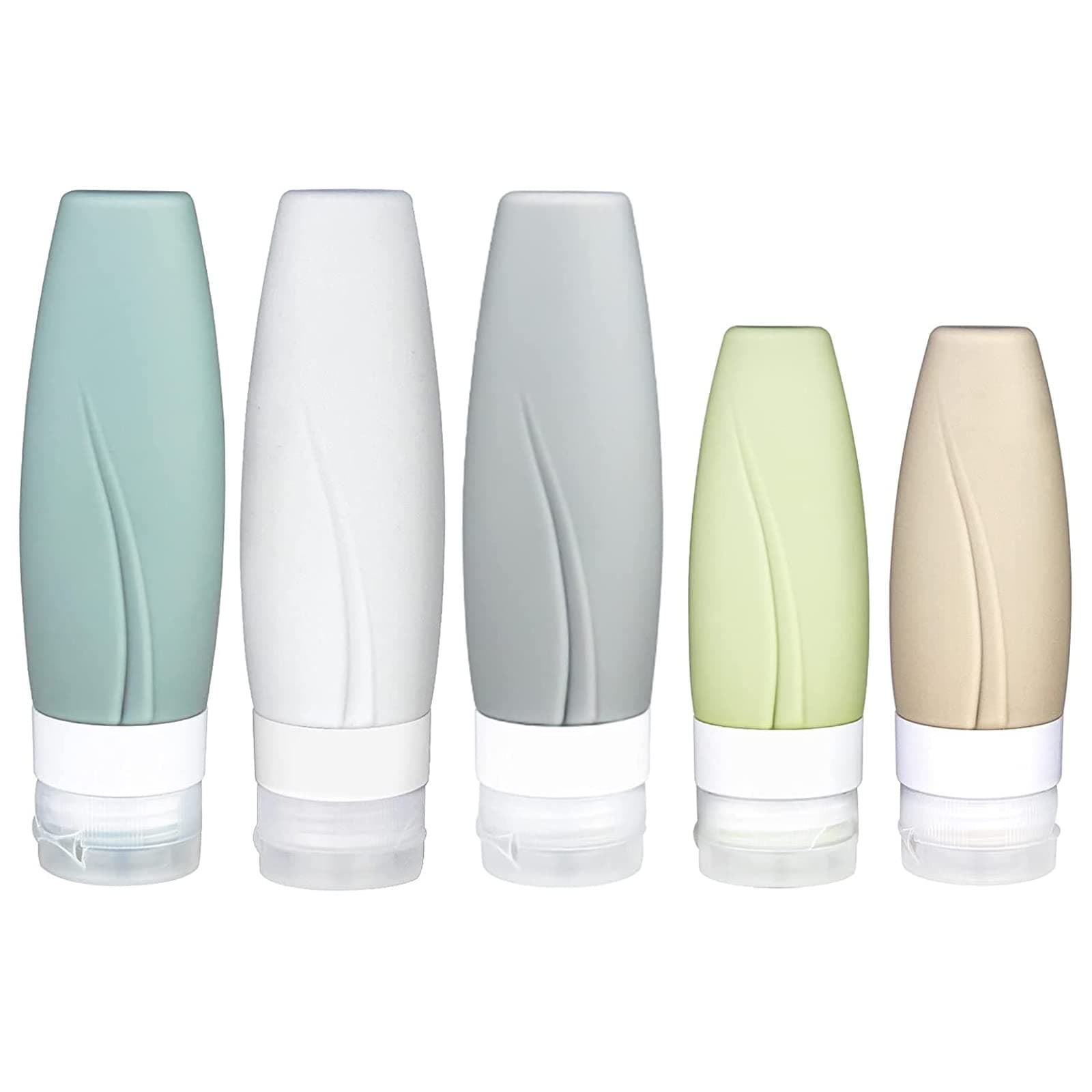 Leakproof Silicone Travel Bottles,Travel Accessories,5 Pcs Set with TSA Approved EVA Bag, BPA Free Refillable 3 oz Containers for Traveling…