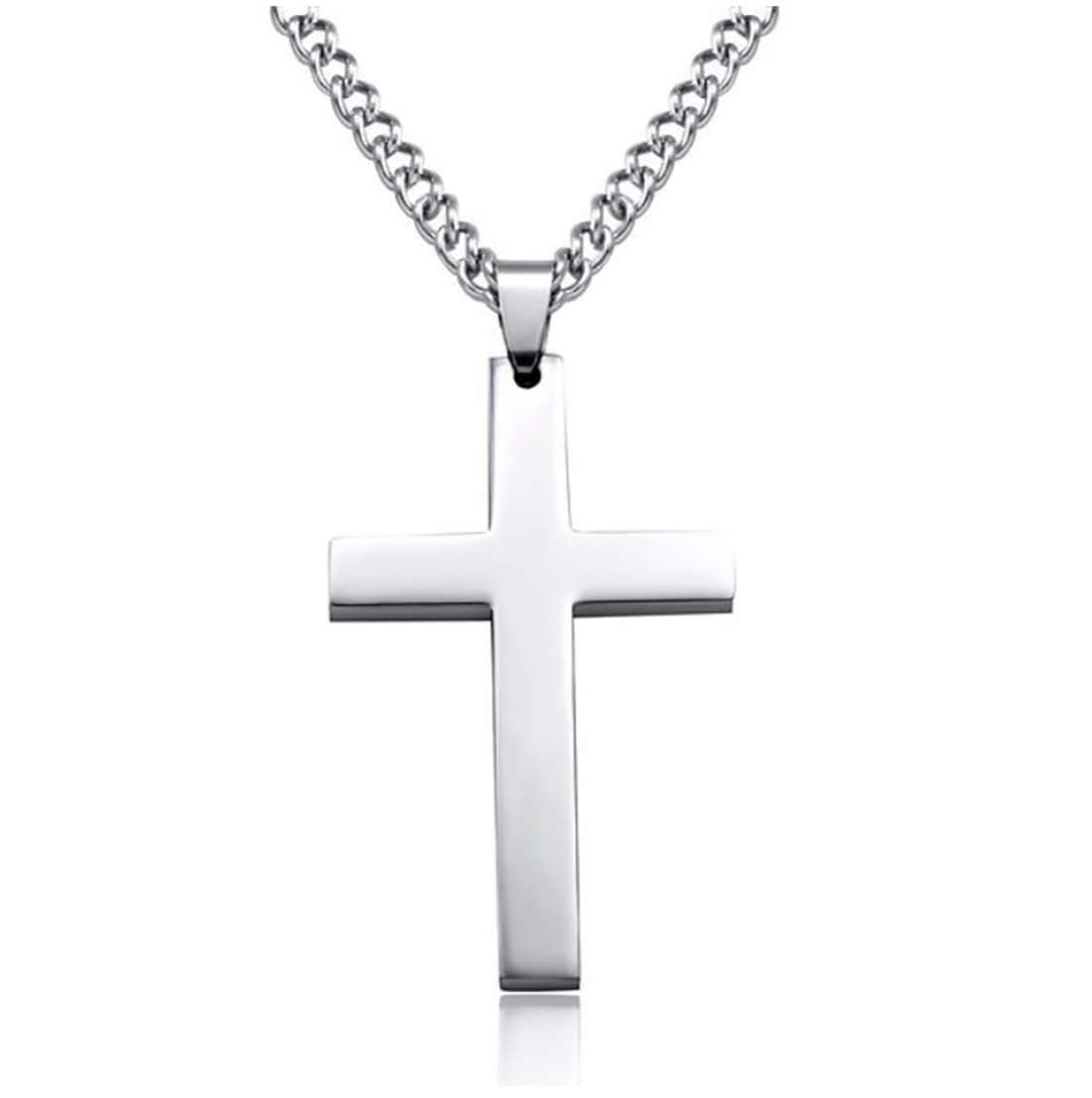 ROSTIVO Cross Necklace Pendant for Women and Men Cross Chain Gift (Silver)