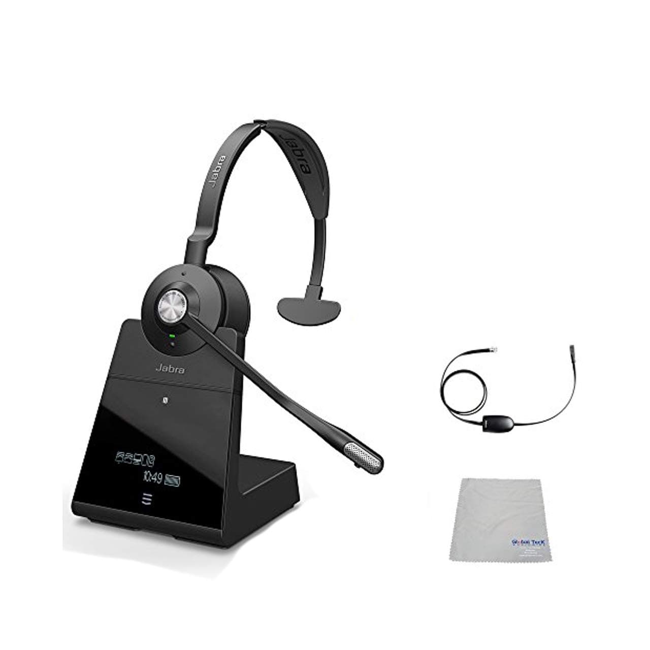 Polycom Compatible Jabra Engage 75 Wireless Headset Bundle with EHS Adapter, 9556-583-125-PLY - PC, MAC, USB, VVX and Soundpoint Phones, Bluetooth, Skype for Business (Mono - EHS - Cloth)