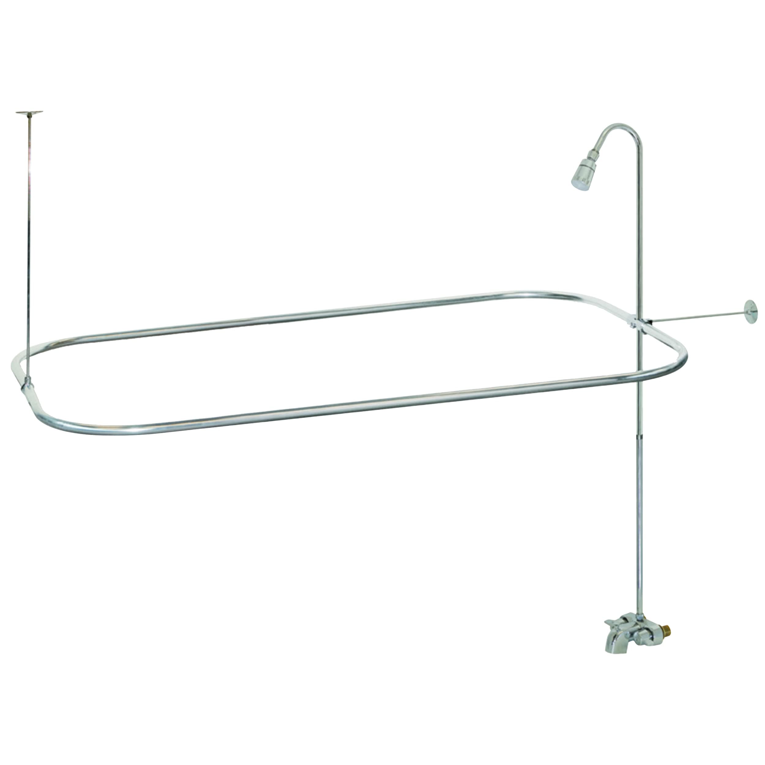 EZ-FLO 27 x 42 Inch Bathcock Type Portable Aluminum Add On Shower Unit with Shower Rod Frame, Chrome Plated, 11123