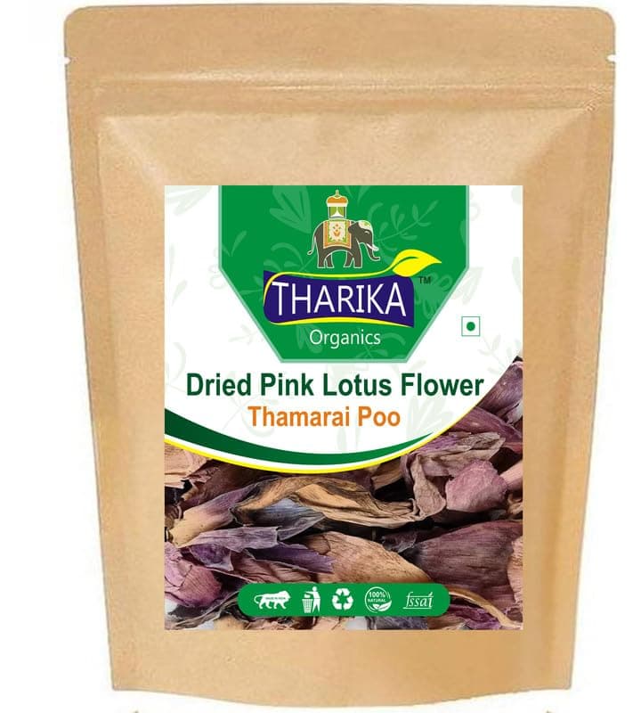 Tharika Organics Dried Lotus Flower (Pink), 300g, Dry Kamal Phool, Kamal Phool Patti, Dry Pink Lotus Petals, For Face, Skin and Hair (Pack of 3 X 100gm)