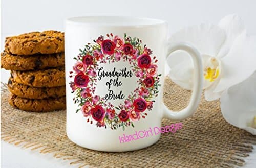 GRANDMOTHER OF The BRIDE GROOM Mug, Wedding Coffee Cup, Bridesmaid Gifts, Flower Coffee Mugs, Floral Wedding Mug, Bridal Shower, Red Pink