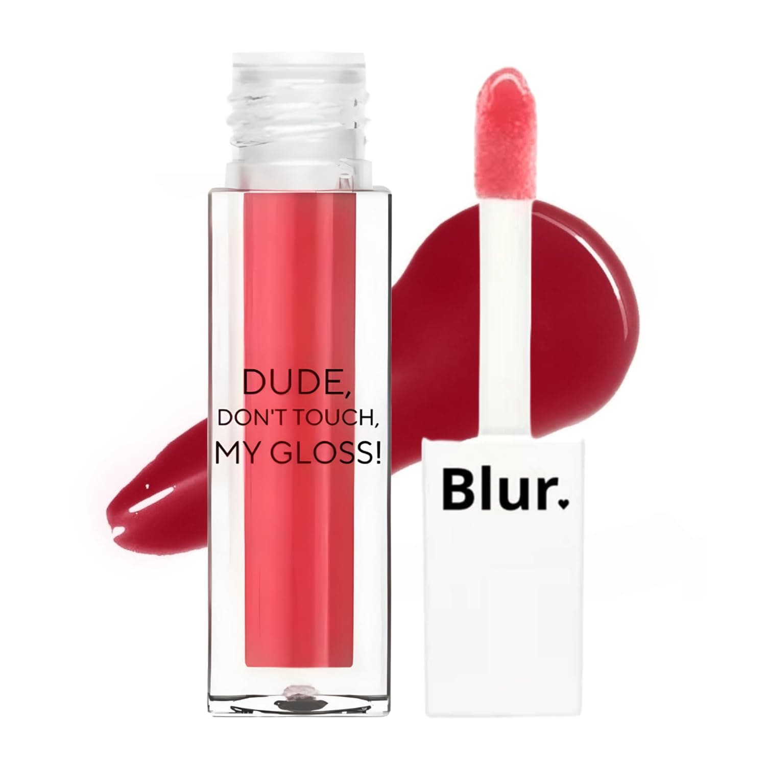 Blur India Dude, Don't Touch My Gloss | Glossy Lip Tint + Oil | Pigmented AF | Juicy, Non-Sticky, Moisturizing | Lip Gloss for Girls and Women | 5ml | Cherry Red