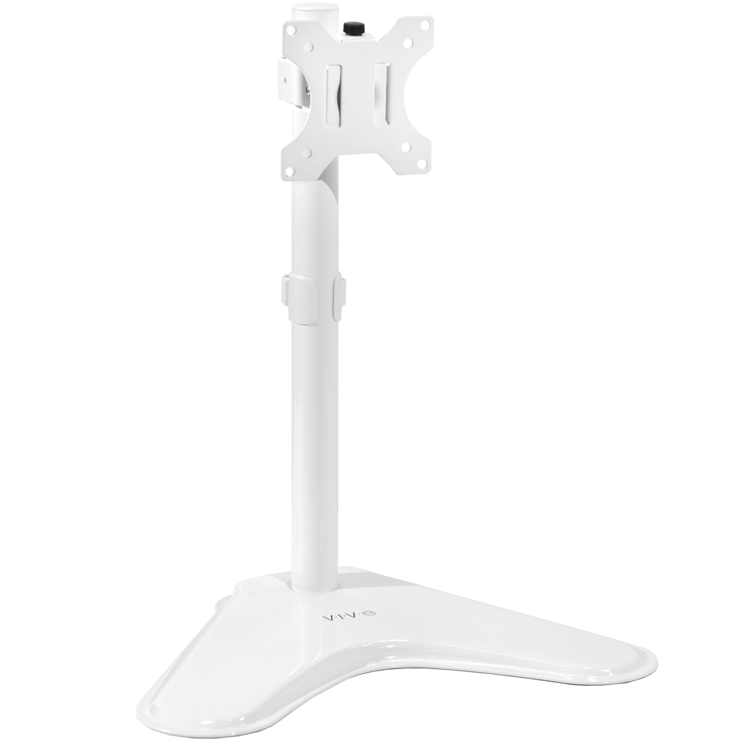 Single Monitor Desk Stand, Holds Screens up to 32 inch Regular and 38 inch Ultrawide, Freestanding VESA Steel Mount Base, Adjustable Height, Tilt, Swivel, Rotation, White, STAND-V001HW