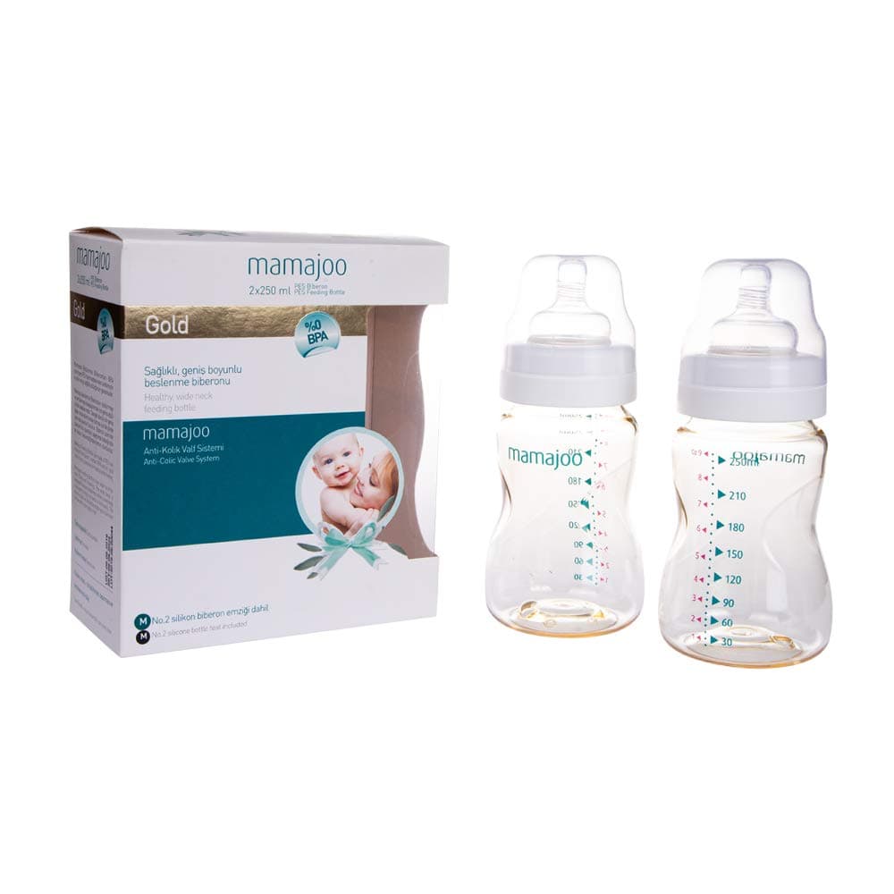 Mamajoo Gold Feeding Bottle 250 ml - 2 Count