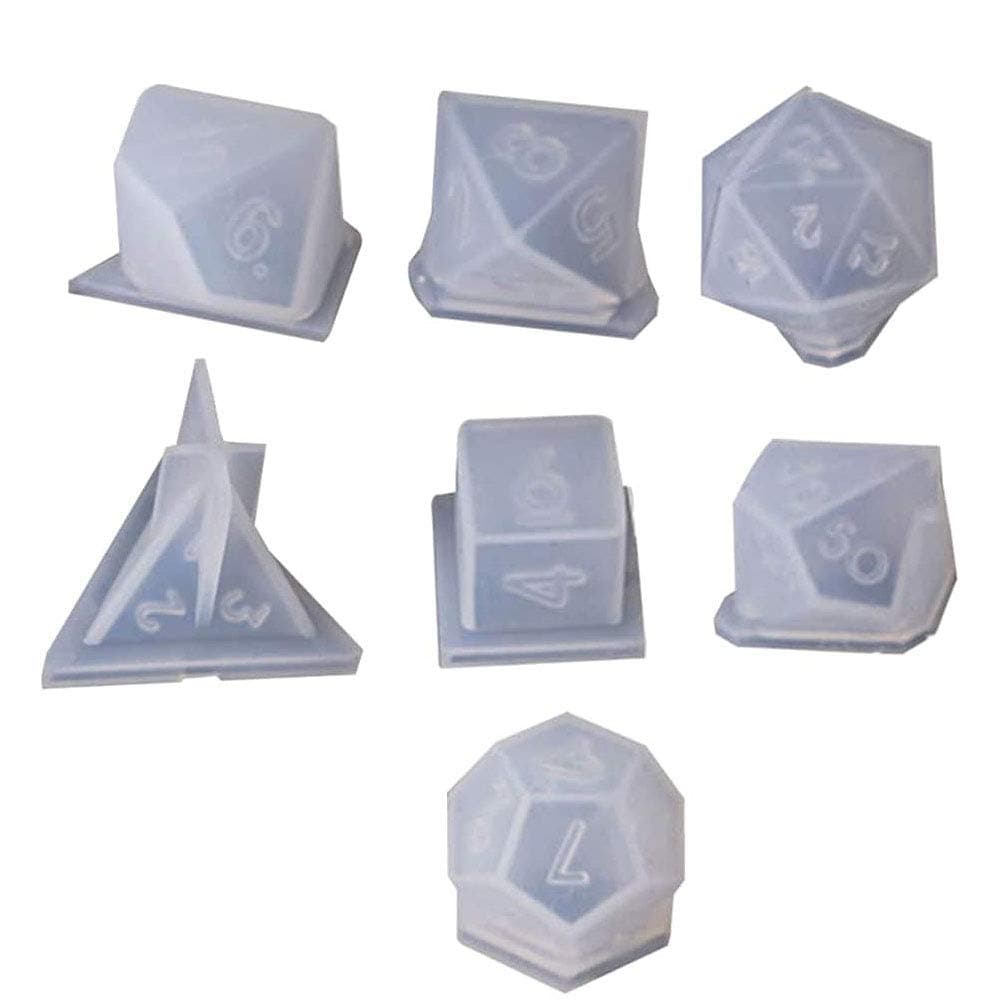 Szecl 7 Shapes Molds for Resin Casting - Standard Game Dice Fillet Square Triangle Mold for Digital Games - Families Handmade Craft Tool