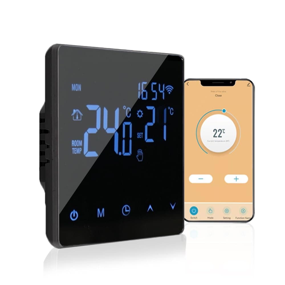 WiFi Smart Thermostat Temperature Controller for 3A Water Heating LCD Display Touch Screen Week Programmable Tuya App Control Underfloor Heating Thermostats for Home Office School Hotel