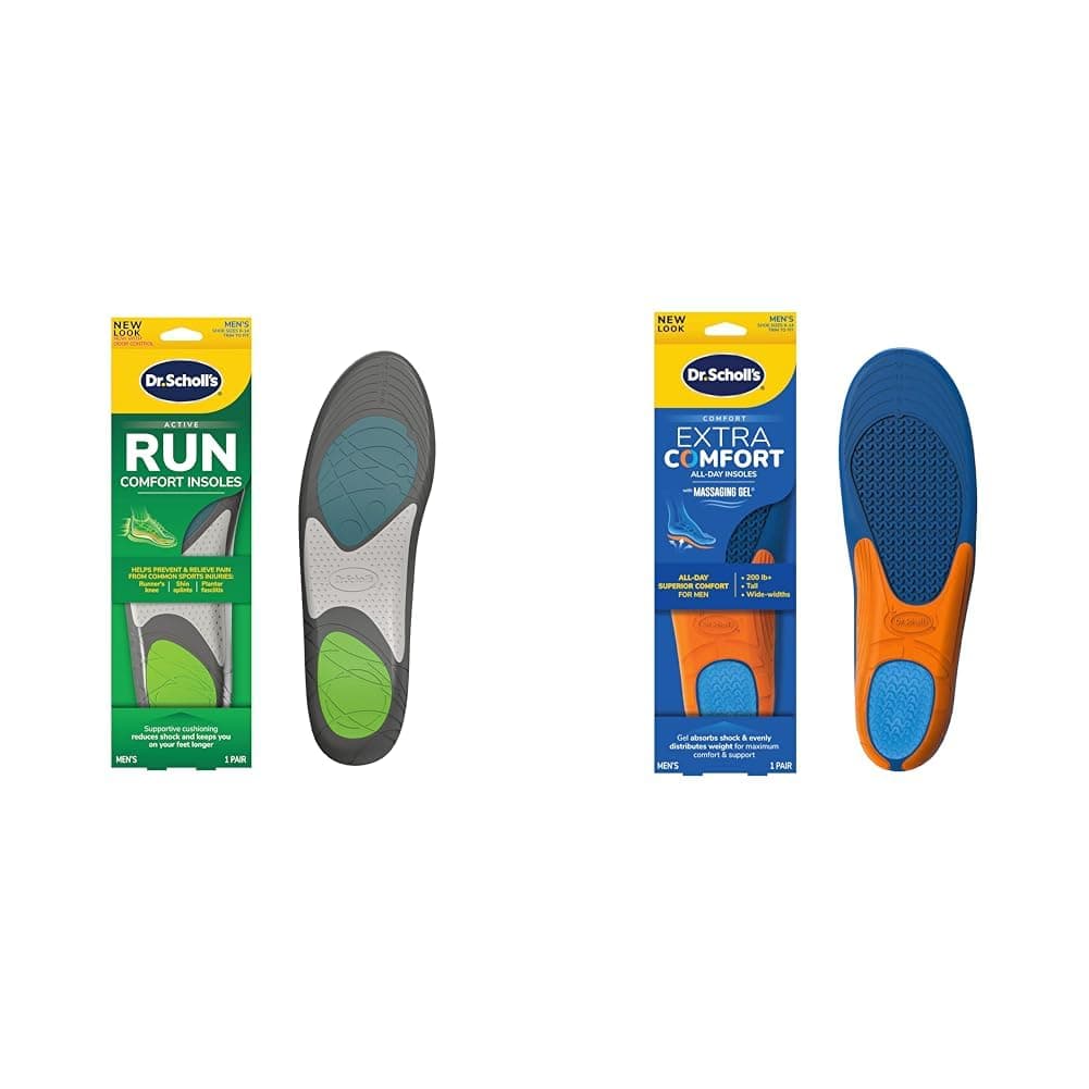 Dr. Scholl's Run Active Comfort Insoles Men's 1 Pair & Extra Support Insoles Men's 8-14 Superior Shock Absorption