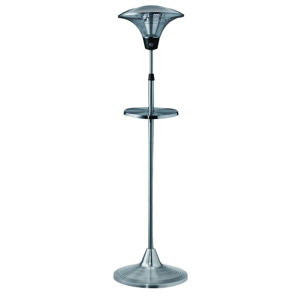 Nomura NPO-15L20 Stainless Steel Electric Patio Heater with Drink Table Dual Halogen Free-Standing Height Adjustable, 1500-watt