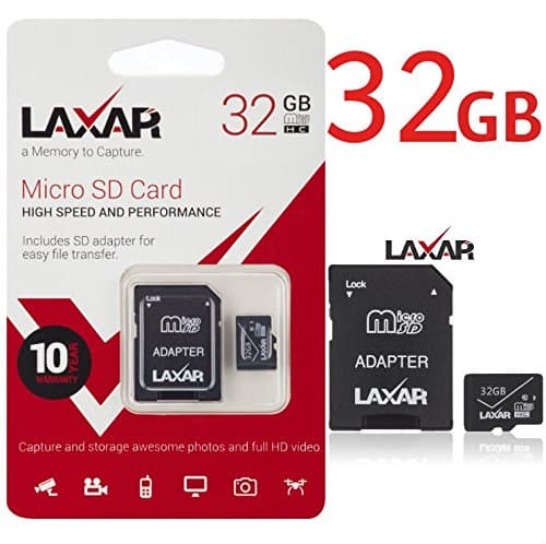 LaXar Ultra 32GB Micro SD TF Memory Card Class 10 with Micro SD to SD Adapter High Performance SD Card - Full HD & 4K Photos & Video Storage