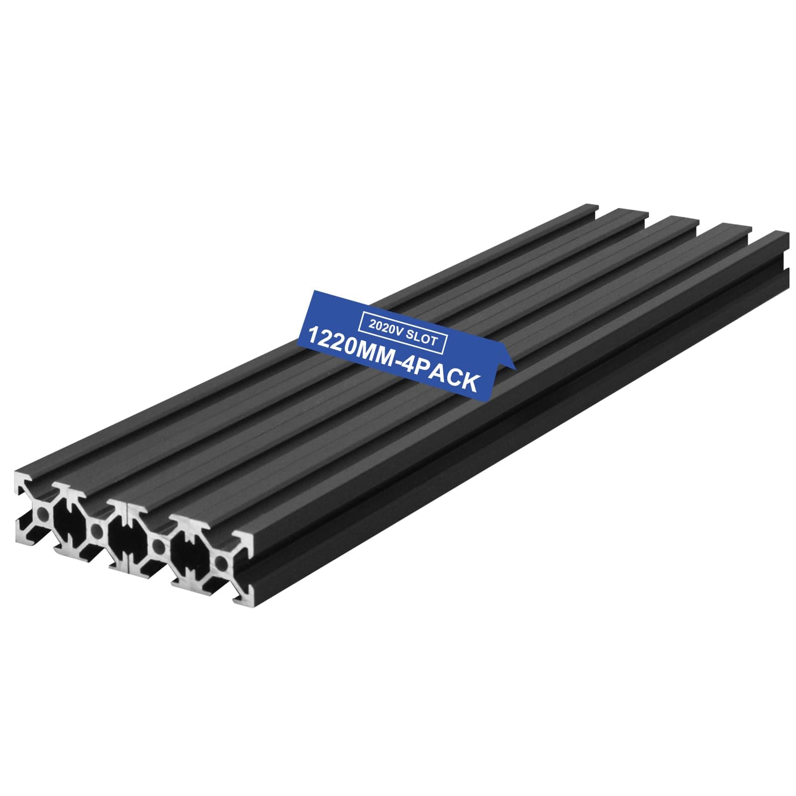 2020 V Slot Aluminum Extrusion Profile 48 inch/1220mm, 2020 Series Extruded Aluminum Rail 48 inch, 20x20 Aluminum Extrusion, 20/20 Al Extrusion Black 4 Pcs for 2020 Corner Bracket Hardware