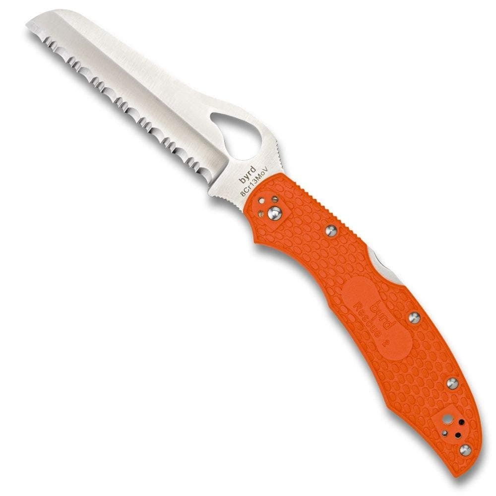 Byrd Cara Cara 2 Rescue Lightweight Folding Knife - Orange FRN Handle with SpyderEdge, Hollow Grind, 8Cr13MoV Steel Blade - BY17SOR2