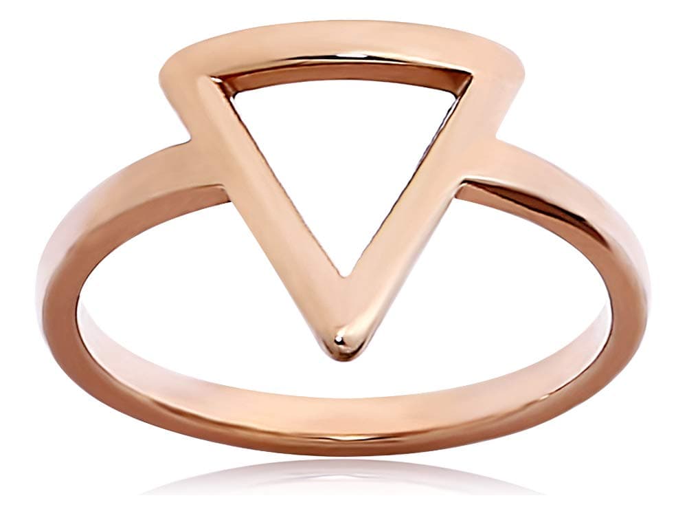 Emily lin Stainless Steel Rosegold Plated 14k Triangle Ring Geometric Punk Style (7)