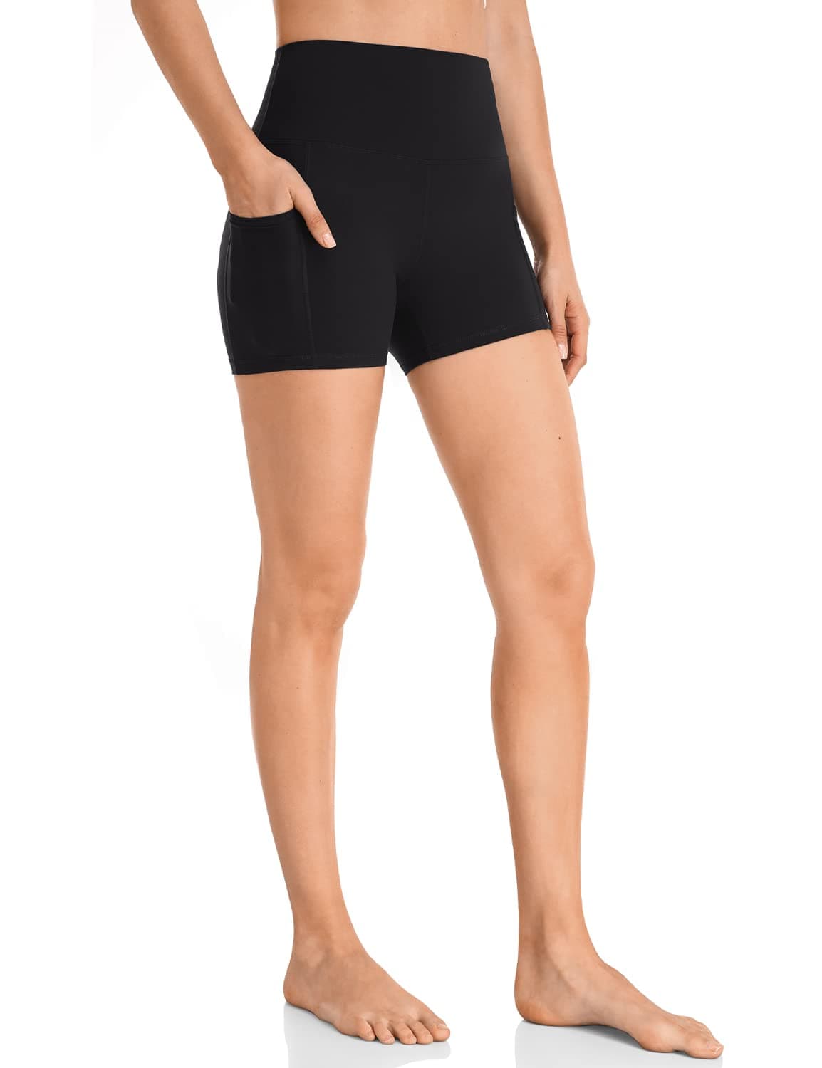 HeyNuts Essential/Workout Pro Biker Shorts with Side Pockets for Women, High Waisted Compression Yoga Shorts 4''/ 6''/ 8''