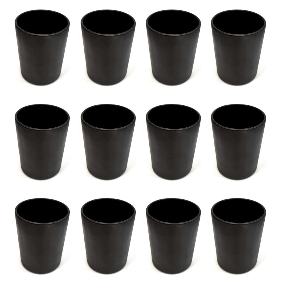 Floryn Decor Empty Matt Finish Glass Jar | Matt Finish Glass for Candles | Perfect Black Jar for Candle Making | With Individual 3 ply box- Capacity- 200 gm | Colour- Black Matt & Pack of 12