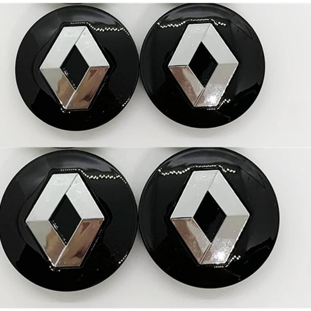 Set of 4 Black Wheel Center Caps 57mm Rim Emblem Hubcaps Cover Logo fit forRenault (Black)