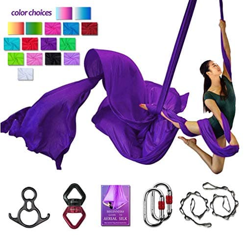 Aerial Silks Deluxe Equipment Set for Aerial Yoga, Aerial Yoga Hammock, Aerial Acrobatic,Circus Arts, Aerial Dance(L:10m W:2.8m (Gradual Change White)