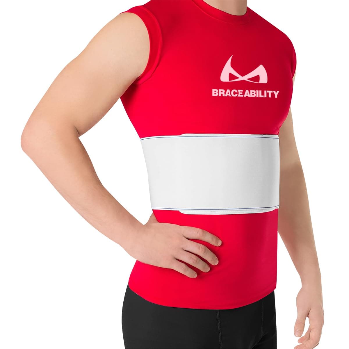 BraceAbility Rib Injury Binder Belt | Men's Rib Cage Protector Wrap for Sore or Bruised Ribs Support, Sternum Injuries (Male - Fits 34-60 Chest)