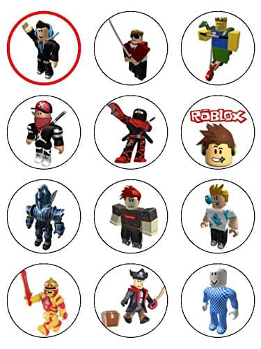12 x 2.1 inch Roblox Edible Icing Birthday Cup Cake Toppers