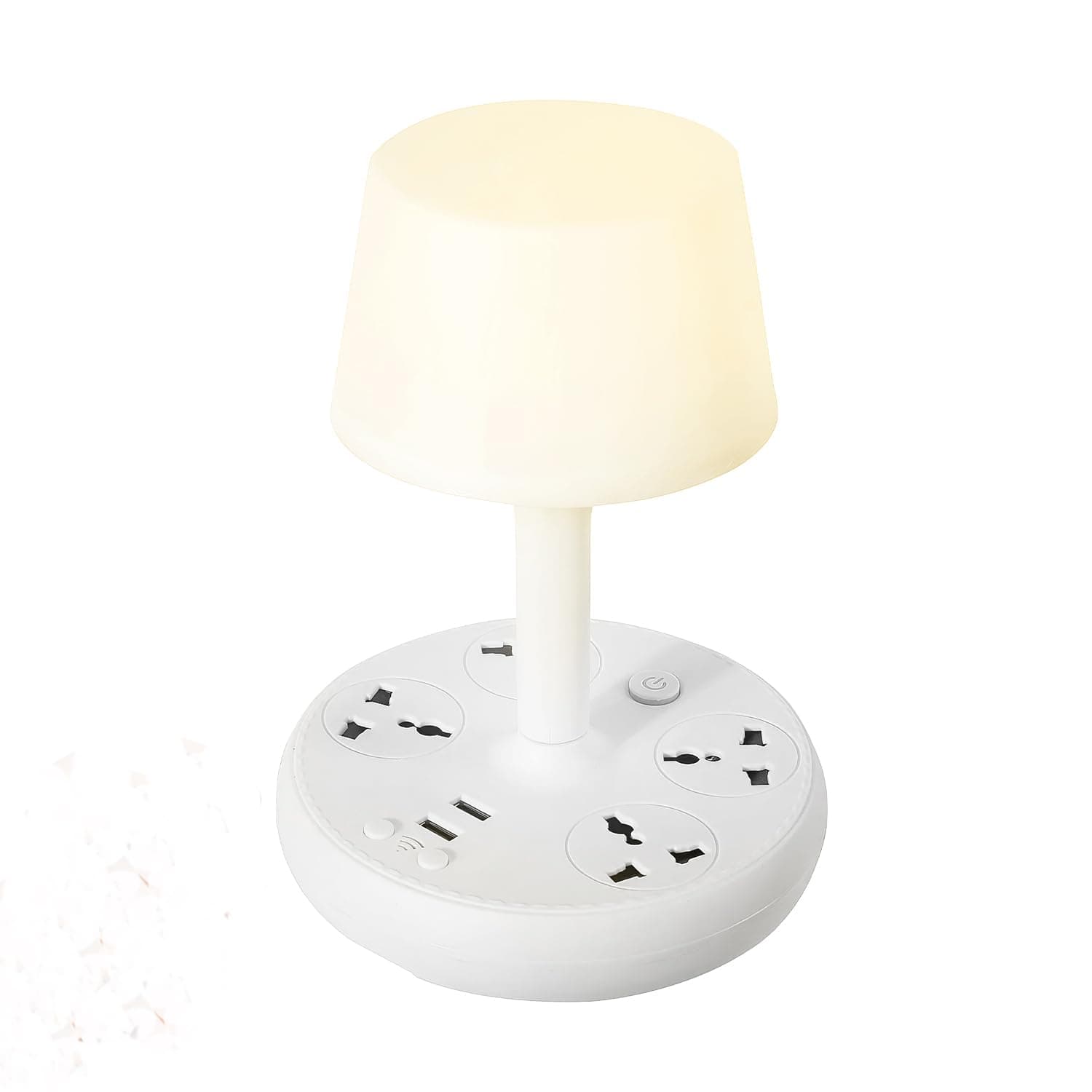 YANINA Multifunctional Table Lamp with 2 USB Charging Ports, Bedside Lamp with 4 AC Power Sockets, Soft Warm Light for Office and Bedroom, Study Special Eye Protection Desk Lamp (White)