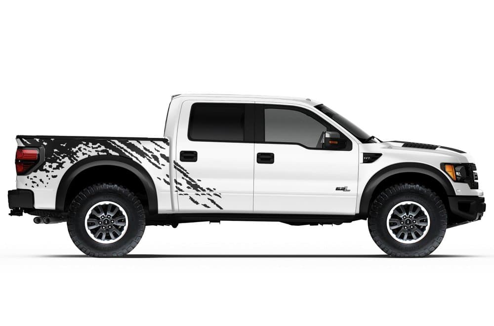 Factory Crafts Splash Side Graphics Kit 3M Vinyl Decal Wrap Compatible with Ford Raptor 2010-2014 - Matte Black