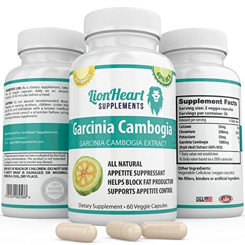 LionHeart Supplements Garcinia Cambogia Extract – FREE Ebooks – All Natural Appetite Suppressant, Carb Blocker and Weight Loss Supplement for Men and Women – 60 Veggie Capsules - 100% Pure with HCA Extra Strength