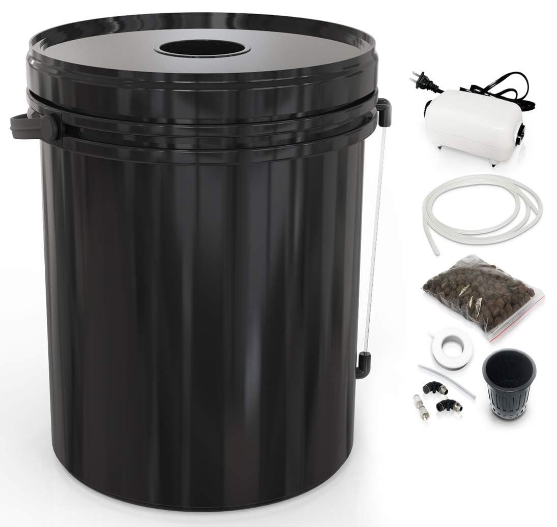 SavvyGrow DWC Hydroponics Growing System-Kit - Large 5 Gallon Bucket w/Air Pump, Airstone - Complete Hydroponic Setup for Indoor Tomatoes, Peppers, Melons, Beans - Grow Super Fast at Home (1 Bucket)