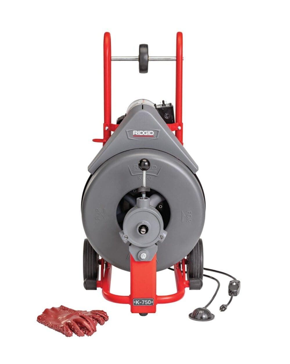 RIDGID 42007 K-750 Drum Machine with C-100 3/4 Inch x 100 Foot Inner Core Cable and AUTOFEED Control, Drain Cleaner Machine and Drain Cleaning Snake with Drain Auger
