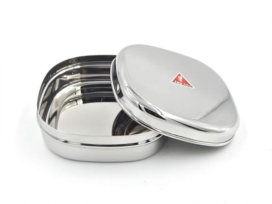 JEE ALTO Stainless Steel Sleek Square Lunch Dabba/Sandwich Box/Storage Container Set Of 1 Pc (450 Ml), Blue-Violet