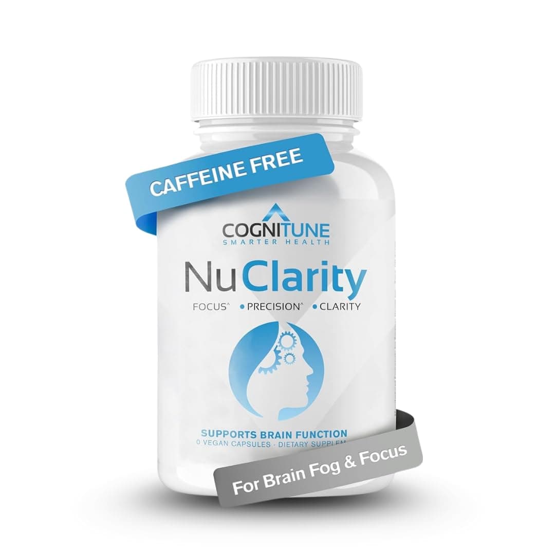 CogniTune NuClarity Brain Supplement for Memory and Focus - Caffeine-Free Nootropic for Mental Clarity Without Jitters - with Ginkgo Biloba, Bacopa Monnieri, Alpha-GPC for Cognitive Support