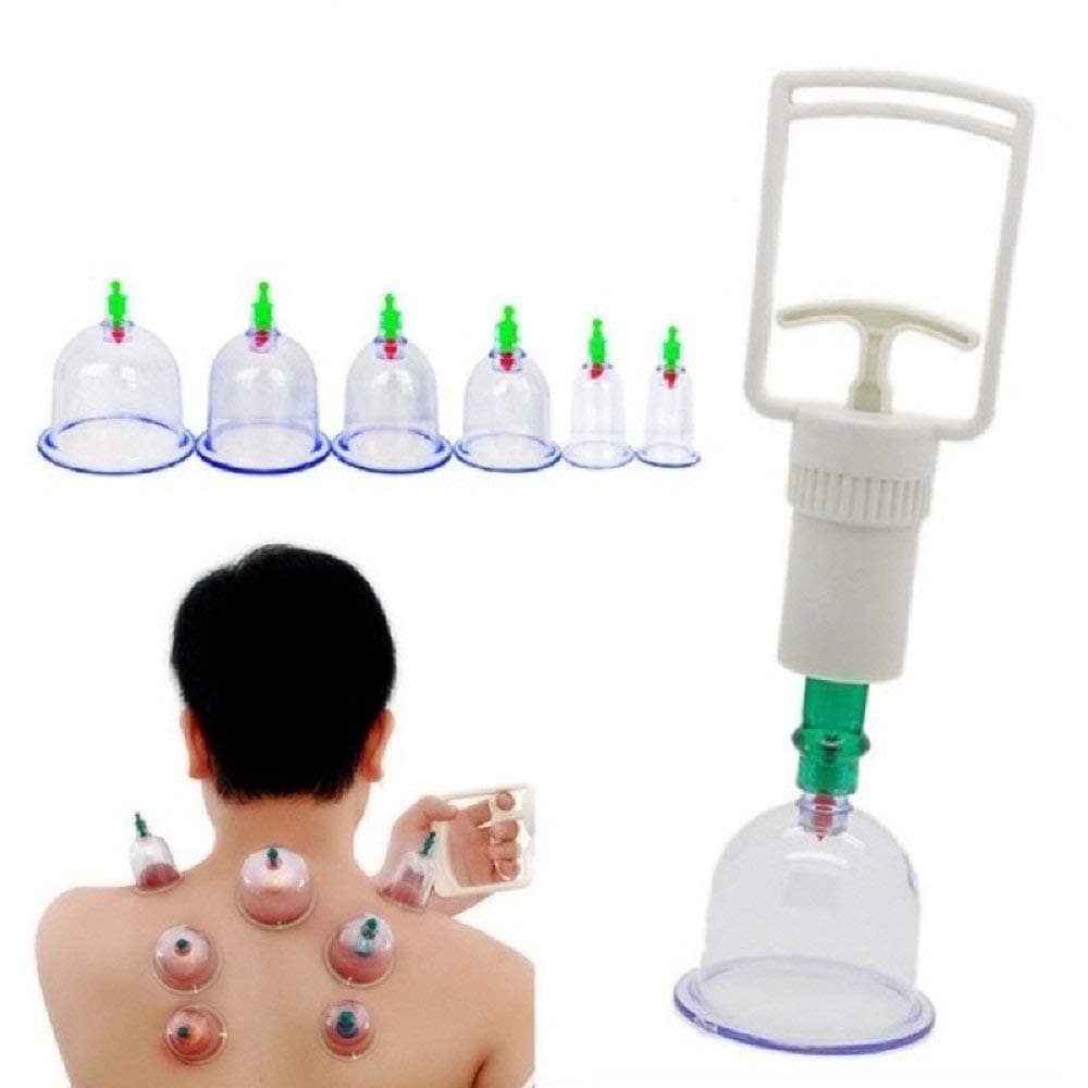 Fariox 6 Pieces Hijama Cups Nese Cupping Kit Pull Out a Vacuum Apparatus Therapy Relax Massagers Curve Suction Pumps