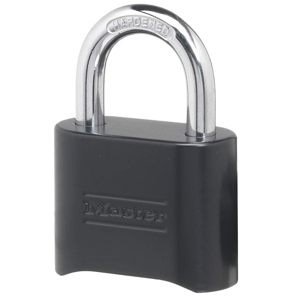 Master Lock Black Combination Padlock, Set Your Own Combo Lock, Weather Resistant Indoor and Outdoor Padlock with Code for Gym Locker, Gate, Shed, 178D