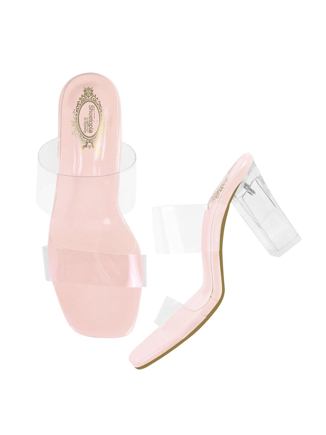 Stylish Trasparent Detailed Block Heels For Women & Girls