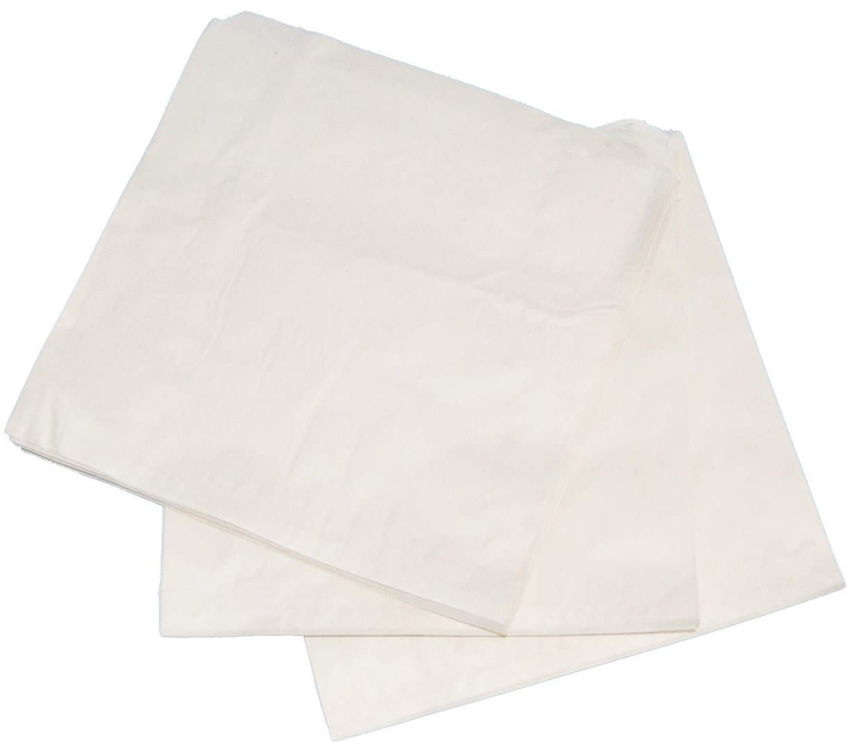 1000 x Food Grade, 38gm Greaseproof Paper White Bag. 7" x 7"