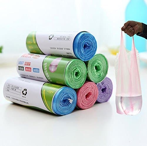 100 Counts PCS Hand-held 5 Rolls Garbage Bags Drawstring Rash Bags